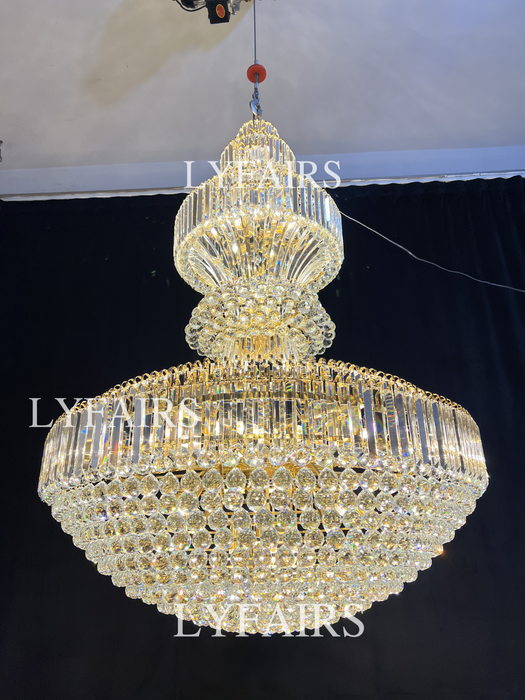 Accesorio de iluminación de techo redondo Extra grande de lujo, lámpara de cristal majestuosa para entrada/entrada del vestíbulo