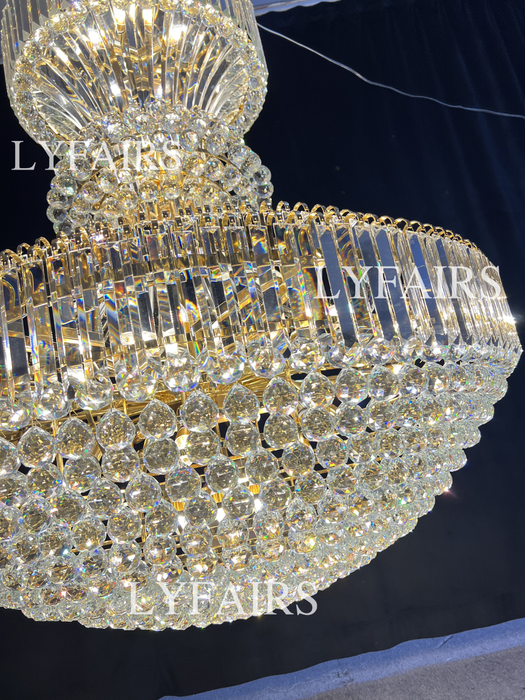 Accesorio de iluminación de techo redondo Extra grande de lujo, lámpara de cristal majestuosa para entrada/entrada del vestíbulo