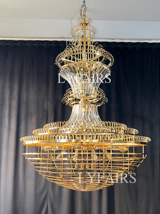 Accesorio de iluminación de techo redondo Extra grande de lujo, lámpara de cristal majestuosa para entrada/entrada del vestíbulo