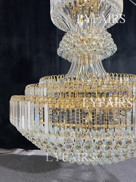 Accesorio de iluminación de techo redondo Extra grande de lujo, lámpara de cristal majestuosa para entrada/entrada del vestíbulo