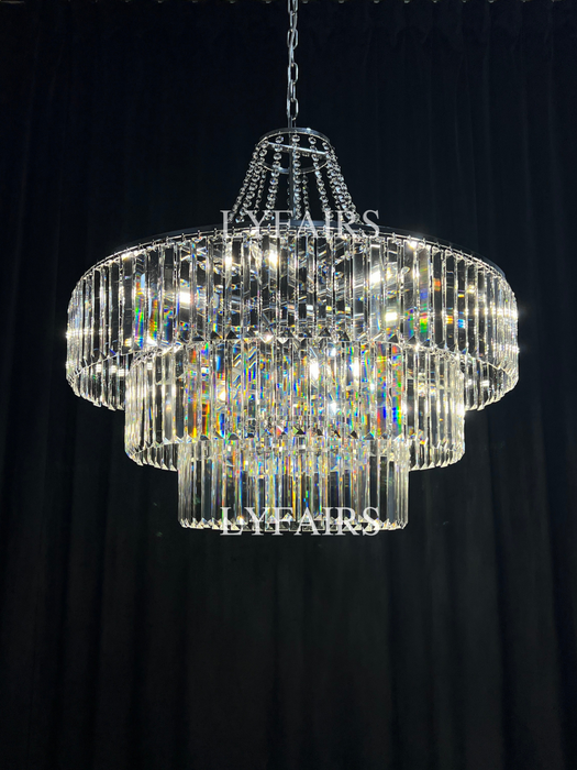 Light Luxury Round Tiered Crystal Chandelier for Living Room/Bedroom
