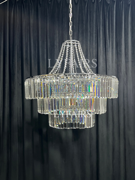Light Luxury Round Tiered Crystal Chandelier for Living Room/Bedroom