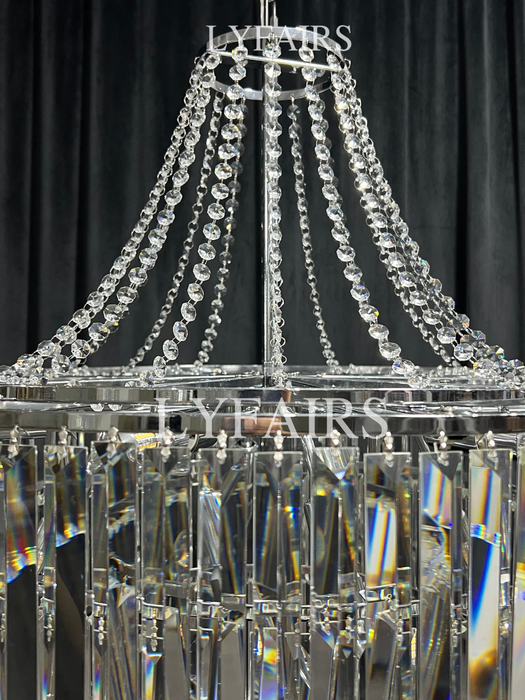 Light Luxury Round Tiered Crystal Chandelier for Living Room/Bedroom
