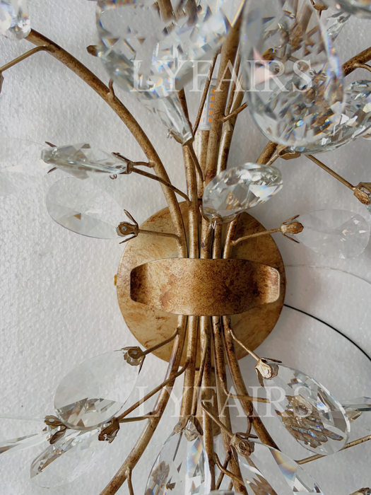 Modern Brass Branches Flower Crystal Wall Sconce