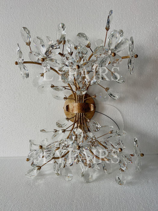 Modern Brass Branches Flower Crystal Wall Sconce