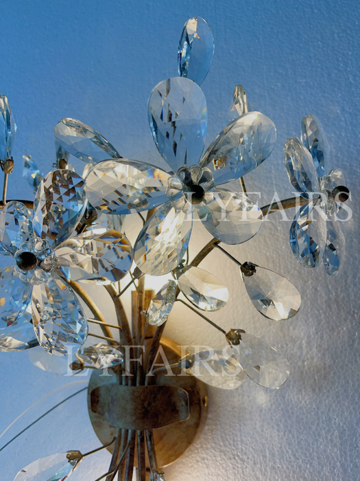 Modern Brass Branches Flower Crystal Wall Sconce