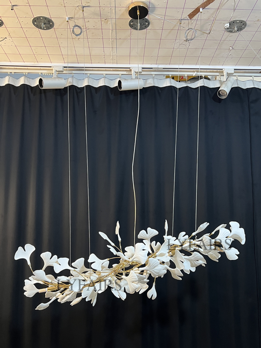 Linear Ginkgo Ceramic Chandelier for Dining Room/Kitchen island