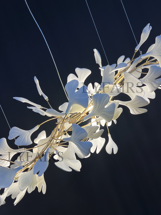 Linear Ginkgo Ceramic Chandelier for Dining Room/Kitchen island