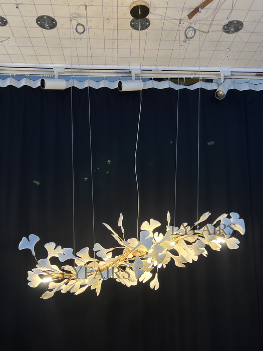 Linear Ginkgo Ceramic Chandelier for Dining Room/Kitchen island