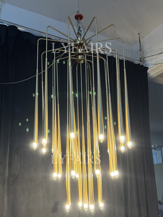 Luxury 23-Light Brass Tree Pendant Light for Low-ceiling