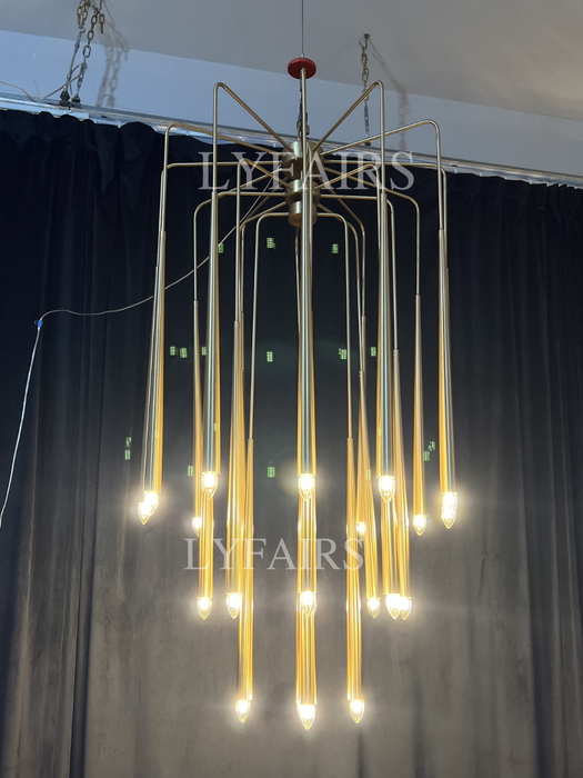 Luxury 23-Light Brass Tree Pendant Light for Low-ceiling