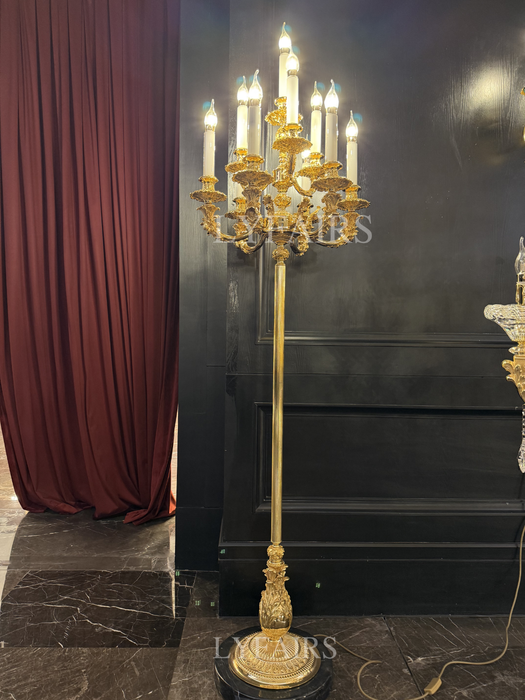 Luxury Baroque Handcrafted Solid Brass Floor Lamp with 24K Gold Electroplating & Premium Lost-Wax Casting