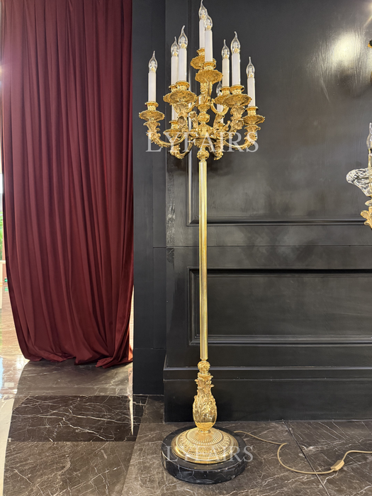 Luxury Baroque Handcrafted Solid Brass Floor Lamp with 24K Gold Electroplating & Premium Lost-Wax Casting