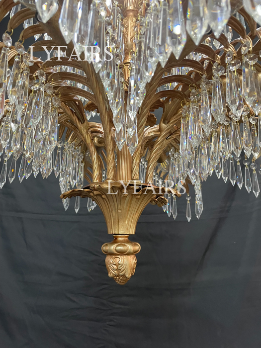 Luxury Brass Palm Tree Crystal Chandelier for Living Room/Low-ceiling