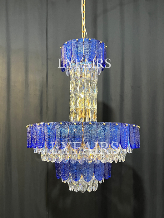 Modern Funnel Chandelier with Amber/Gray/Blue-edge for Low Ceiling
