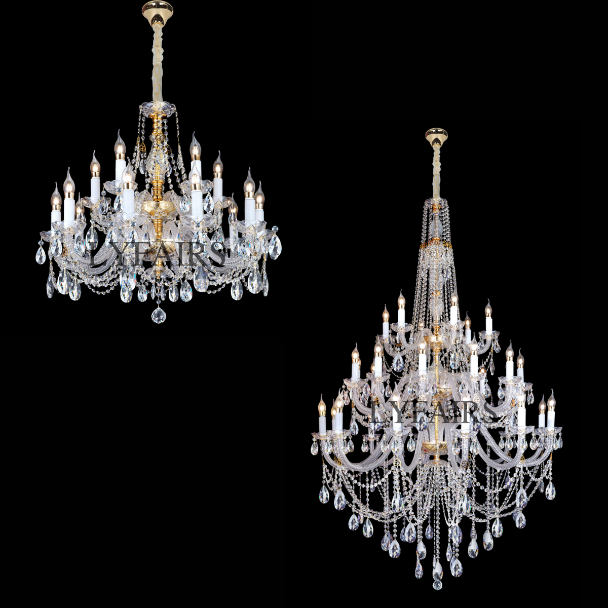 Crystal Chandelier GUCIA 3灯 Luxury Classic 2/3 Tier Candle Light Grand Palace Crystal
