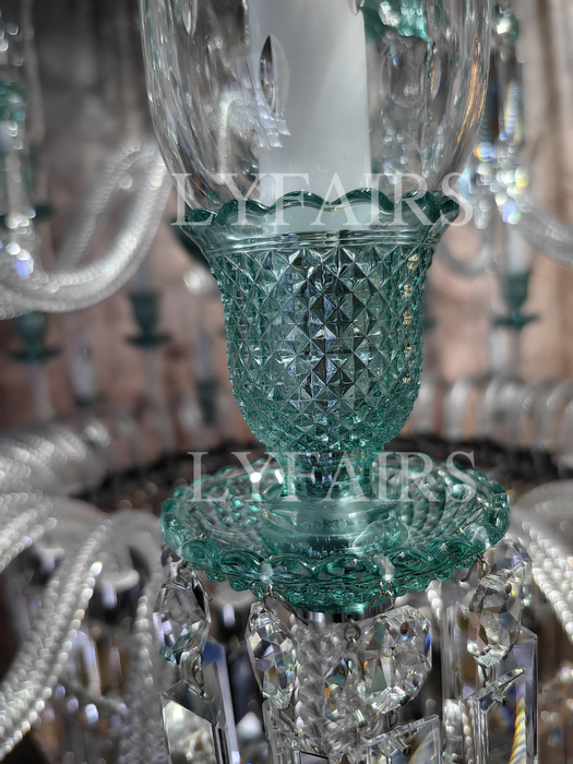 Luxury Classic Candle Light Tiffany Green Crystal Chandelier for Livng Room/Staircase/Foyer