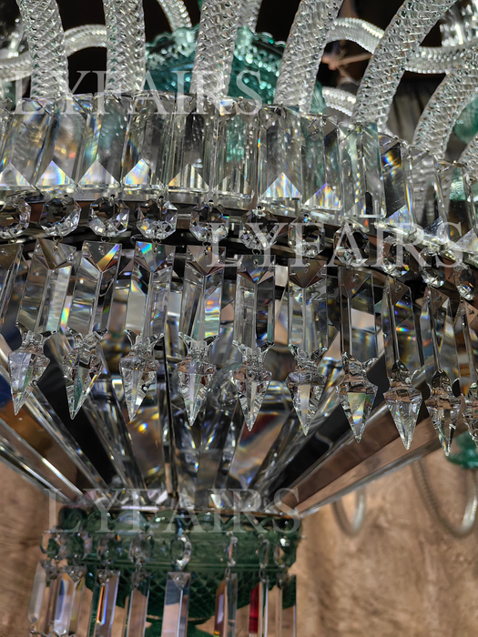 Luxury Classic Candle Light Tiffany Green Crystal Chandelier for Livng Room/Staircase/Foyer