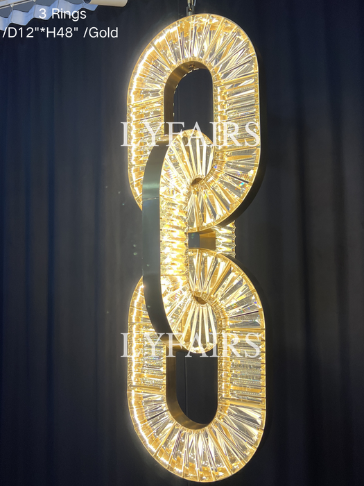 Luxury Crystal Chain Pendant Chandelier for High Ceilings