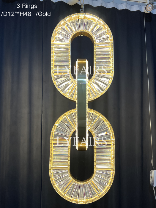 Luxury Crystal Chain Pendant Chandelier for High Ceilings