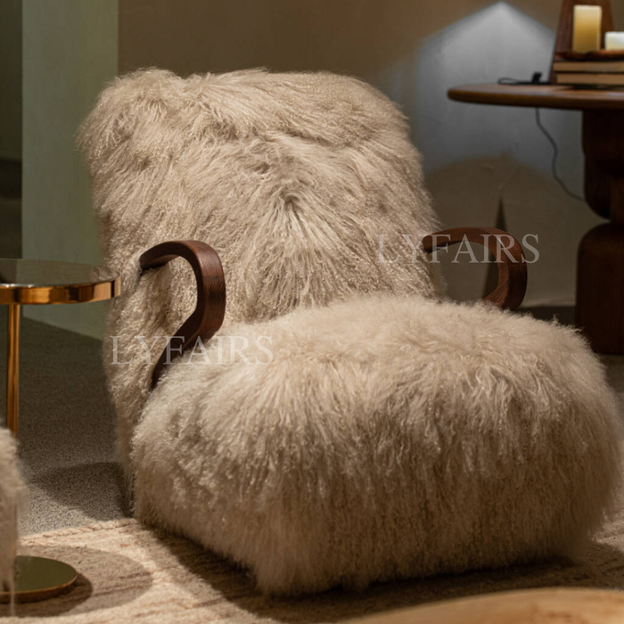 Luxury Exclusive Tanyang Lamb Wool Upholstered Lounge Chair