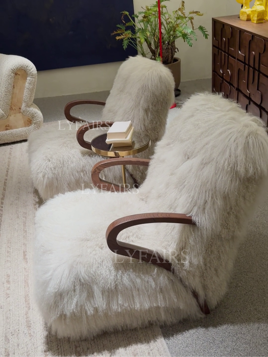 Luxury Exclusive Tanyang Lamb Wool Upholstered Lounge Chair