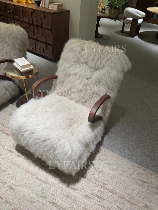 Luxury Exclusive Tanyang Lamb Wool Upholstered Lounge Chair