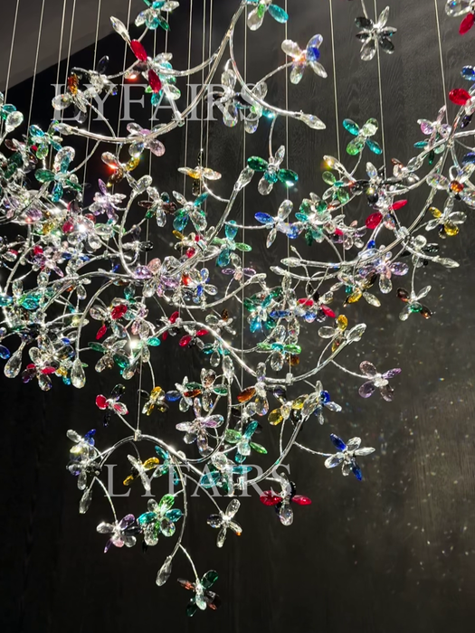 Luxury Floating Branches Crystal Flower Chandelier for High Ceiling/Mansion/Hotel