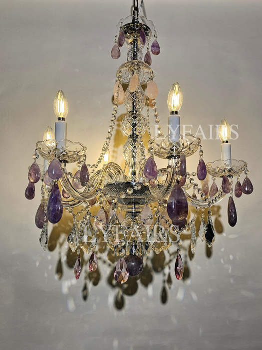 Luxury Green/Purple Rock Crystal Chandelier for Living Room/Bedroom