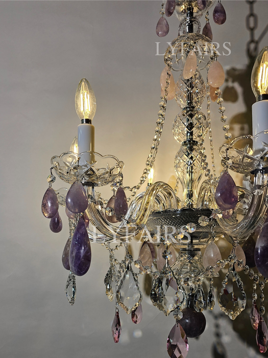 Luxury Green/Purple Rock Crystal Chandelier for Living Room/Bedroom