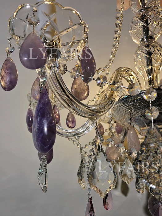 Luxury Green/Purple Rock Crystal Chandelier for Living Room/Bedroom