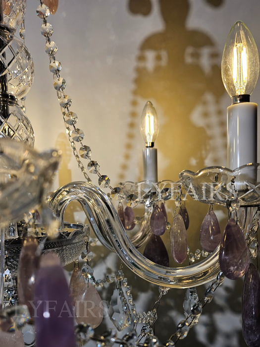 Luxury Green/Purple Rock Crystal Chandelier for Living Room/Bedroom