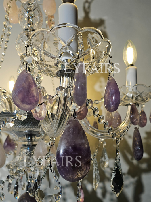 Luxury Green/Purple Rock Crystal Chandelier for Living Room/Bedroom