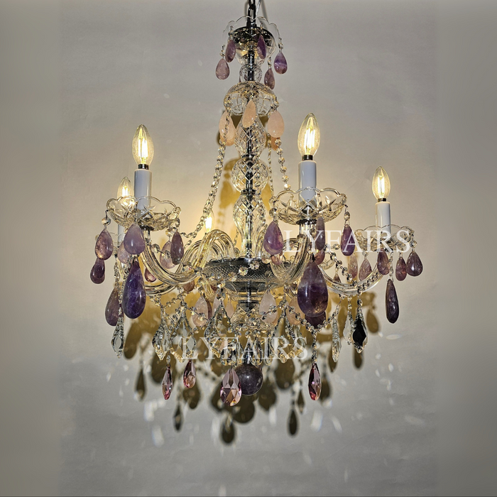 Luxury Green/Purple Rock Crystal Chandelier for Living Room/Bedroom