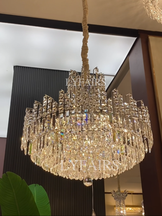 Luxury Hotel Hallway Ceiling Lighting Fixture Large Round Crystal Chandelier For Foyer Living Room Staircase