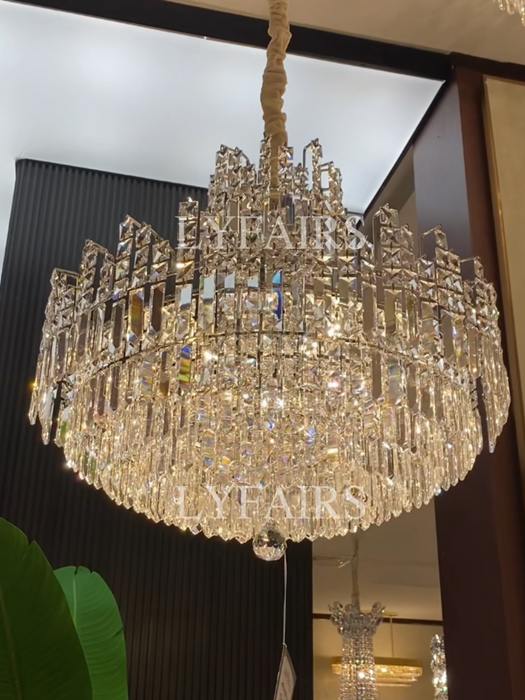 Luxury Hotel Hallway Ceiling Lighting Fixture Large Round Crystal Chandelier For Foyer Living Room Staircase