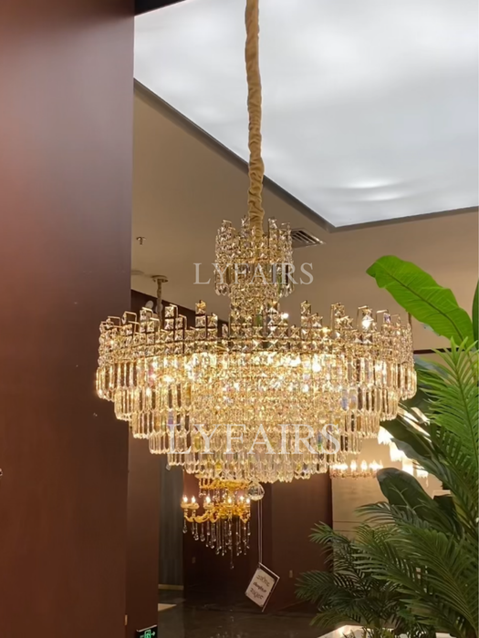 Luxury Hotel Hallway Ceiling Lighting Fixture Large Round Crystal Chandelier For Foyer Living Room Staircase