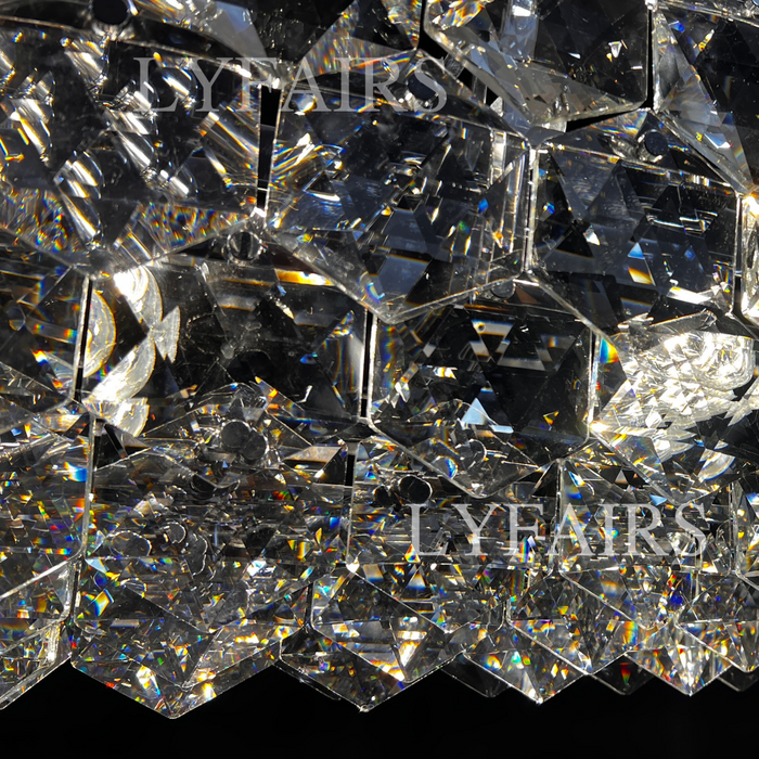 Luxury Linear Hexagonal Crystal Chandelier for Dining Room