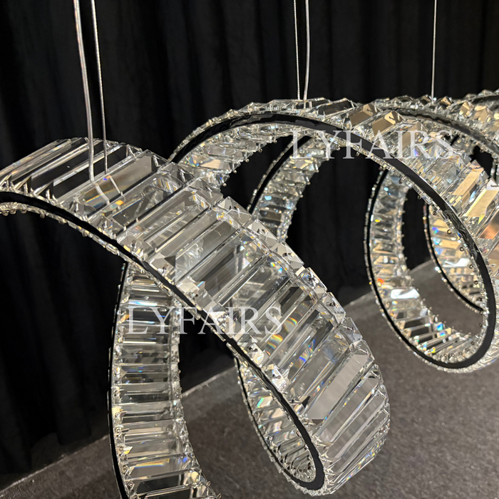 Lampadario di cristallo a spirale lineare di lusso per sala da pranzo/isola cucina