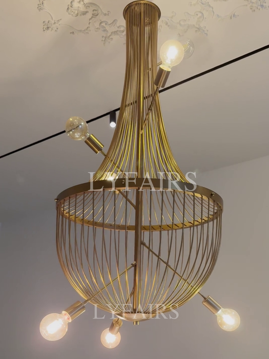 Luxury Minimalist Golden Cage Chandelier