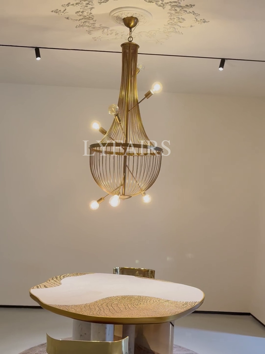Luxury Minimalist Golden Cage Chandelier