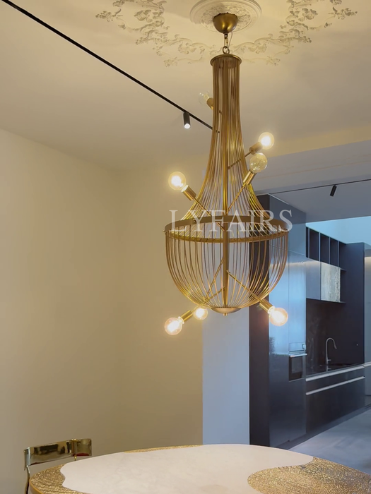 Luxury Minimalist Golden Cage Chandelier