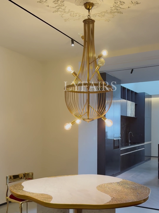 Luxury Minimalist Golden Cage Chandelier