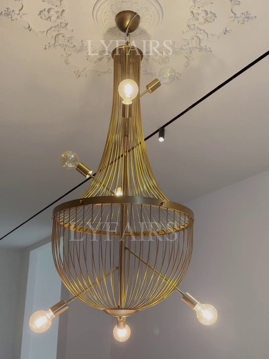Luxury Minimalist Golden Cage Chandelier