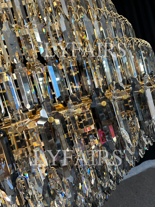 Luxury Multi-tiered Honeycomb Crystal Chandelier for High Ceiling