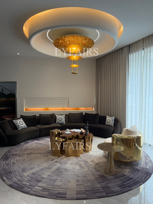 Luxury Multilayer Gold Leaf Chandelier for Low Ceiling
