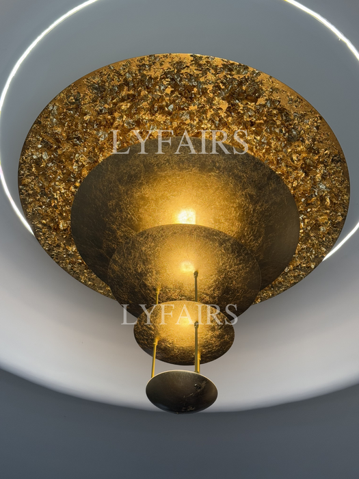 Luxury Multilayer Gold Leaf Chandelier for Low Ceiling