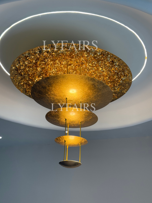 Luxury Multilayer Gold Leaf Chandelier for Low Ceiling