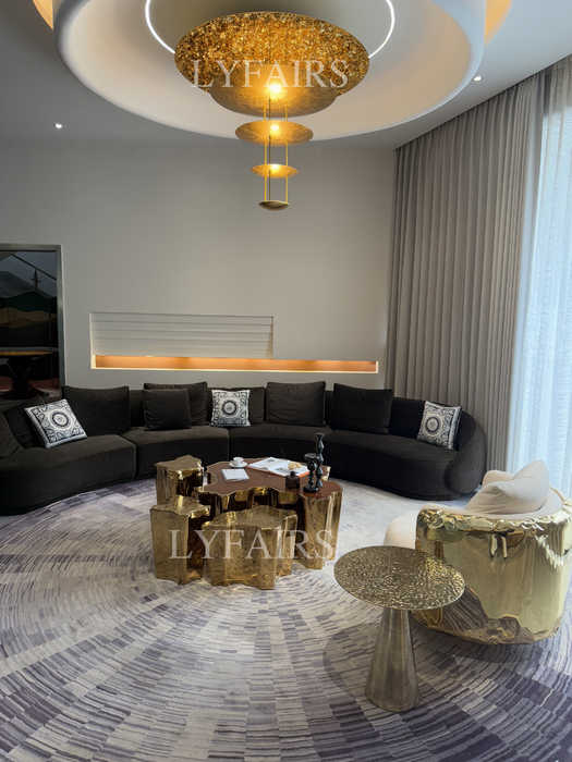 Luxury Multilayer Gold Leaf Chandelier for Low Ceiling