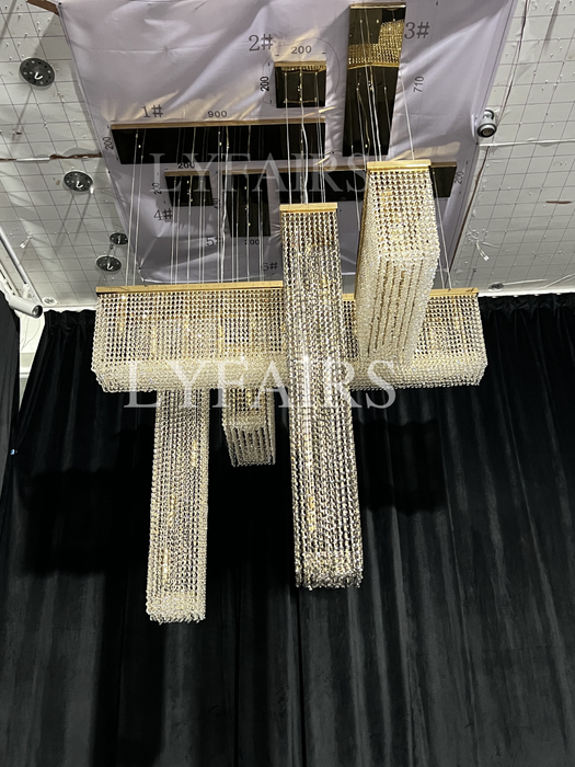 Luxury Rectangular Combination Crystal Chandelier for Living Room/Staircase/Foyer/Hallway
